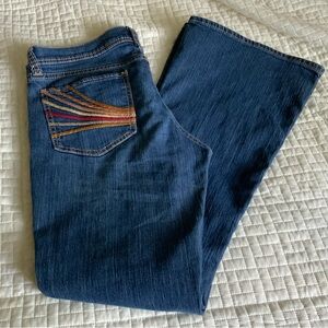 Diva Vintage Retro Vibe Rainbow Low Rise Flare Flared Jeans 12